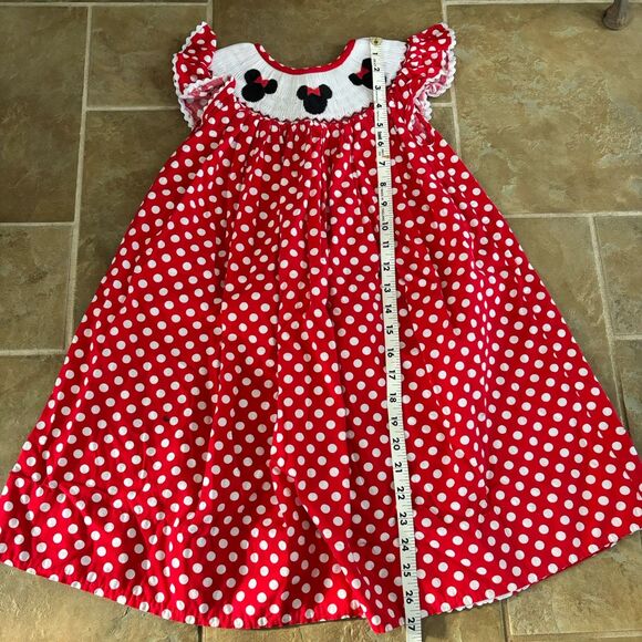 Minnie Mouse Smocked Dress Girls Size 5T Pleats And Stitches Disney Cute - Picture 7 of 8